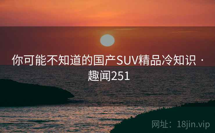 你可能不知道的国产SUV精品冷知识 · 趣闻251